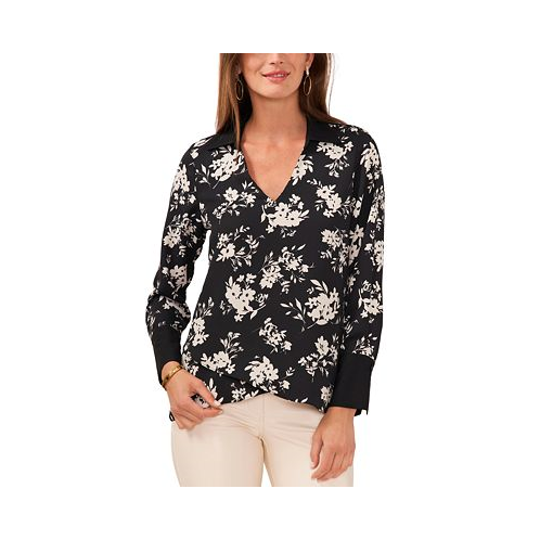 Vince Camuto Womens Floral-Print Collared Top