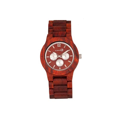 Earth Wood Bonsai Wood Bracelet Watch W/Day/Date Red 45Mm