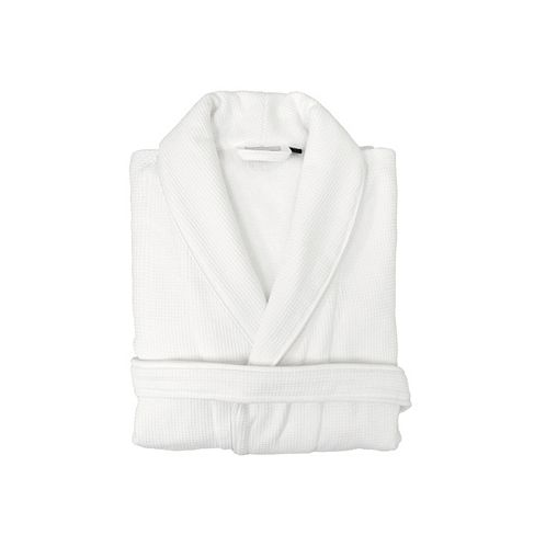 Linum Home Waffle Terry Bath Robe with Satin Piped Trim