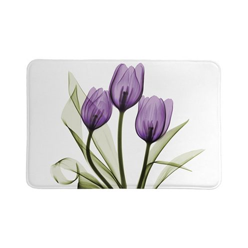 Laural Home Purple Tulip Memory Foam Rug