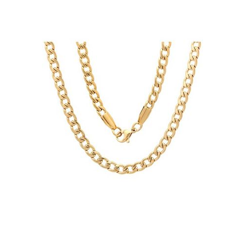STEELTIME Mens 18k gold Plated Stainless Steel 24 Figaro Style Chain Necklaces