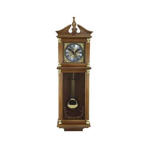 Bedford Clock Collection 34.5 Antique Chiming Wall Clock with Roman Numerals