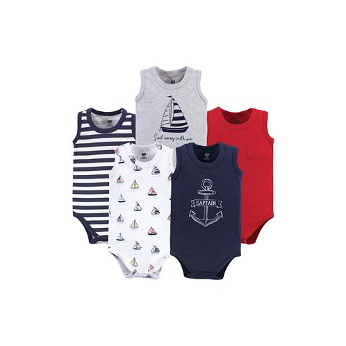 Hudson Baby Baby Boys Cotton Sleeveless Bodysuits 5pk Captain