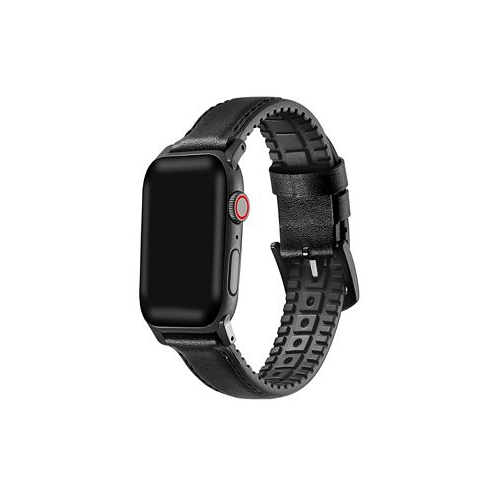 Posh Tech Mens and Womens Genuine Black Leather Band for Apple Watch 42mm