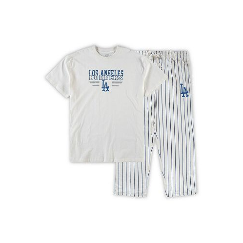 Concepts Sport Mens White Royal Los Angeles Dodgers Big and Tall Pinstripe Sleep Set