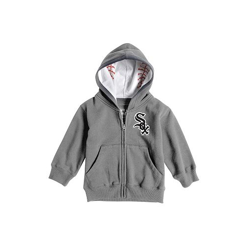 Soft As A Grape Boys and Girls Toddler Heathered Gray Chicago White Sox Baseball Print Full-Zip Hoodie