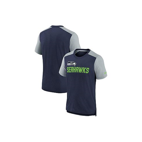 Nike Big Boys Heathered College Navy Heathered Gray Seattle Seahawks Colorblock Team Name T-shirt