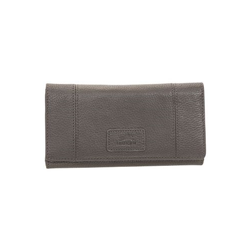 Mancini Womens Pebbled Collection RFID Secure Trifold Wing Wallet