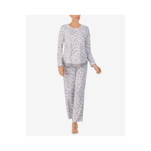 Ellen Tracy Womens Long Sleeve Crew Neck Pajamas Set