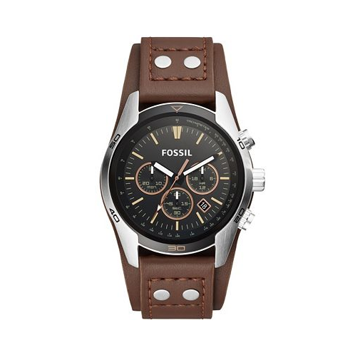 Fossil Mens Coachman Brown Leather Watch 45mm
