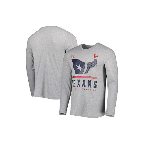 New Era Mens Heathered Gray Houston Texans Combine Authentic Red Zone Long Sleeve T-shirt