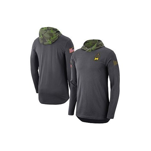 Jordan Mens Anthracite Michigan Wolverines Military-Inspired Long Sleeve Hoodie T-shirt