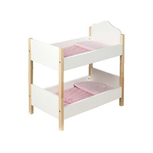 Roba-Kids Doll Separable Bunk Bed 5 Piece Set Scarlett Crown White with Blankets Pillow Childrens Pretend Play
