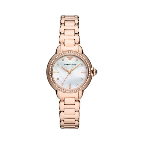 Emporio Armani Womens Rose Gold-Tone Stainless Steel Bracelet Watch 32mm
