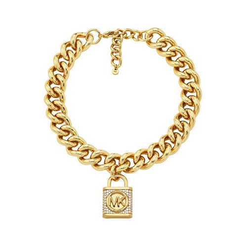 Michael Kors Statement Cubic Zirconia Pave Lock Chain Necklace
