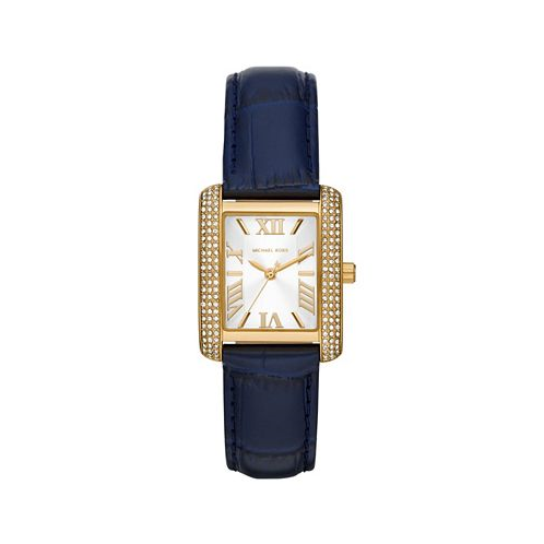 Michael Kors Womens Emery Three-Hand Navy Genuine Leather Watch 33mm x 27mm