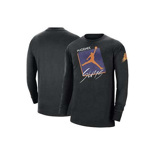 Jordan Mens Black Phoenix Suns Courtside Max 90 Vintage-Like Wash Statement Edition Long Sleeve T-shirt