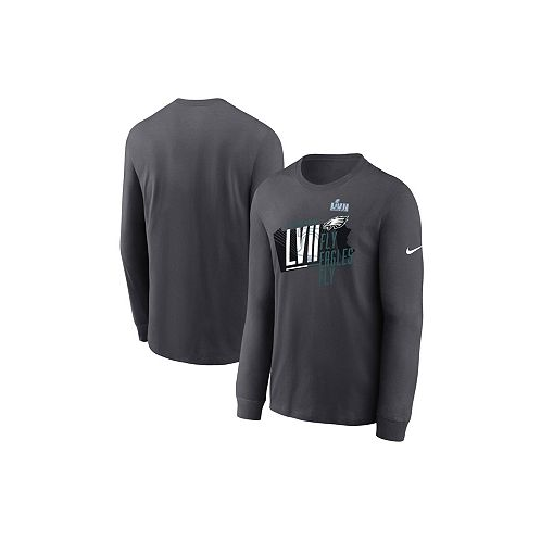 Nike Mens Anthracite Philadelphia Eagles Super Bowl LVII Local Phrase Long Sleeve T-shirt