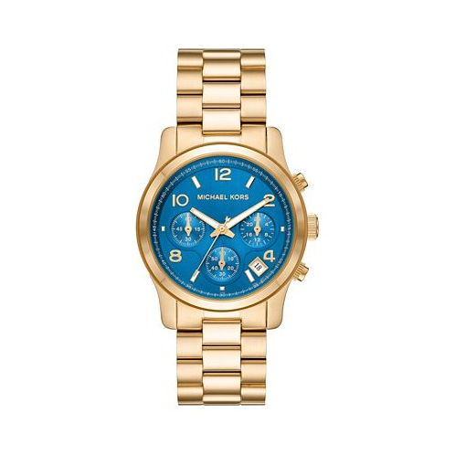 Michael Kors Womens Runway Quartz Chronograph Gold-Tone Stainless Steel Watch 38mm