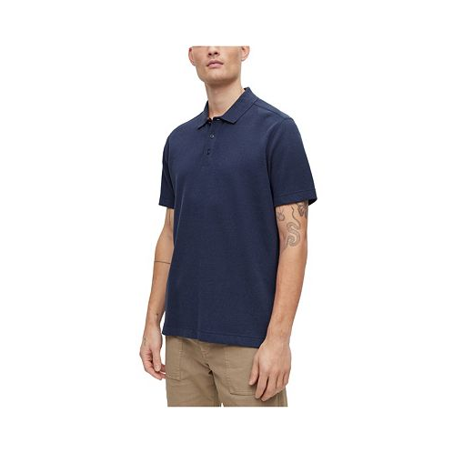 Hugo Boss Mens Relaxed-Fit Cotton-Blend Waffle Structure Polo Shirt