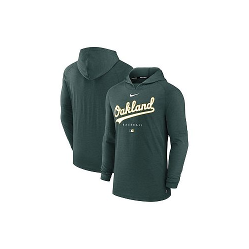 Nike Mens Heather Green Oakland Athletics Authentic Collection Early Work Tri-Blend Performance Pullover Hoodie