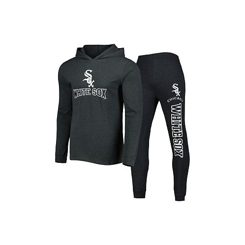 Concepts Sport Mens Heather Black and Heather Charcoal Chicago White Sox Meter Pullover Hoodie and Joggers Set