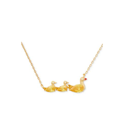 Kate spade new york Gold-Tone Cubic Zirconia Ducks In A Row Pendant Necklace 16 + 3 extender