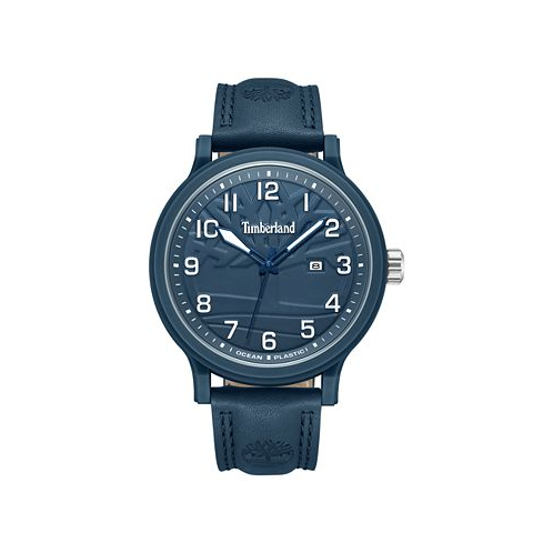 Timberland Mens Quartz Driscoll Dark Blue Genuine Leather Watch 46mm