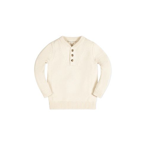 Hope & Henry Boys Organic Long Sleeve Henley Pullover Sweater with Rib Details Infant
