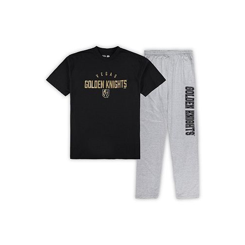 Profile Mens Vegas Golden Knights Black Heather Gray Big and Tall T-shirt and Pants Lounge Set