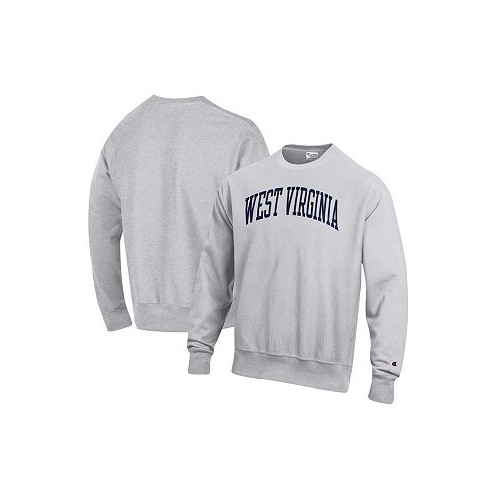 Champion Mens Heathered Gray West Virginia Mountaineers Arch Reverse Weave Pullover Sweatshirt