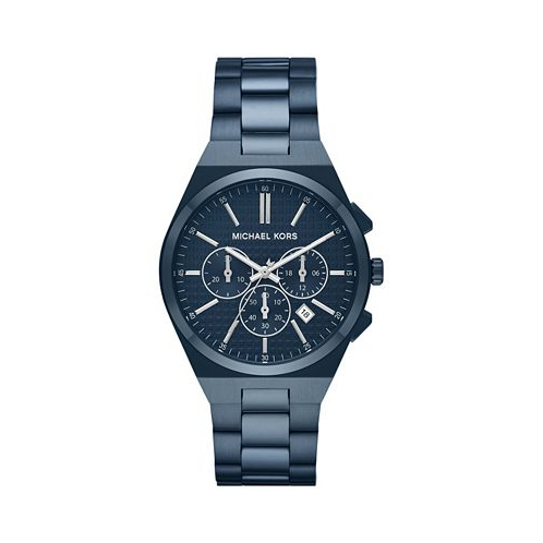 Michael Kors Mens Lennox Chronograph Navy Stainless Steel Watch 40mm