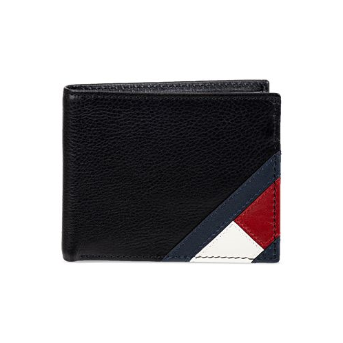 Tommy Hilfiger Mens Orson II Angled Flag Leather RFID Passcase Wallet