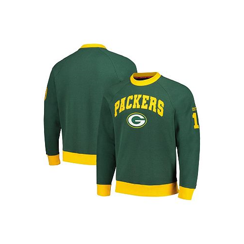 Tommy Hilfiger Mens Green Gold Green Bay Packers Reese Raglan Tri-Blend Pullover Sweatshirt