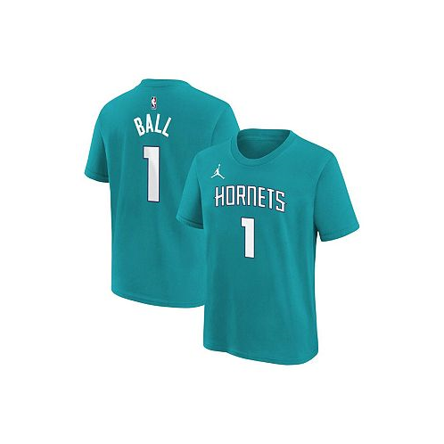 Jordan Big Boys LaMelo Ball Teal Charlotte Hornets Icon Name and Number T-shirt