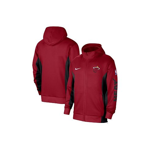 Nike Mens Red Miami Heat 2023/24 Authentic Showtime Full-Zip Hoodie