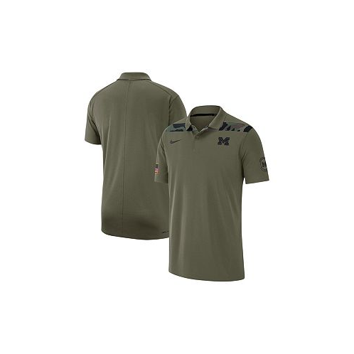 Jordan Mens Olive Michigan Wolverines 2023 Sideline Coaches Military-Inspired Pack Performance Polo Shirt