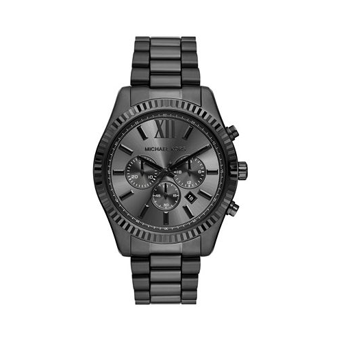Michael Kors Mens Lexington Chronograph Black Ion Plated Stainless Steel Watch 44mm