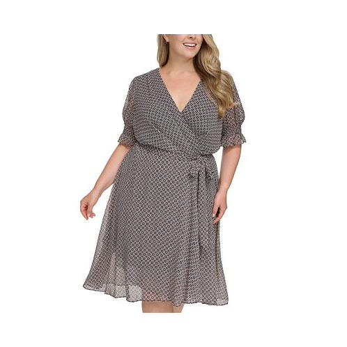 Tommy Hilfiger Plus Size Printed Smocked-Sleeve Midi Dress
