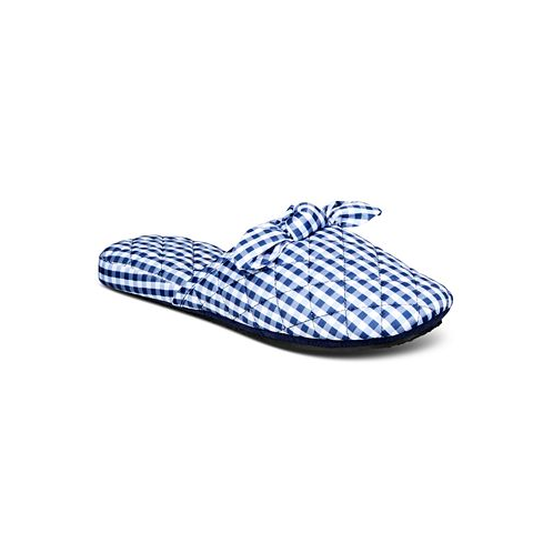 Charter Club Womens Gingham-Print Bow-Top Slippers