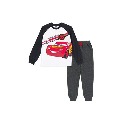 Disney Pixar Cars Lightning McQueen Boys Toddler/child T-Shirt and Jogger French Terry Pants White / Gray