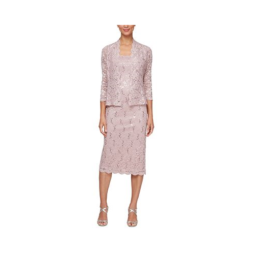 SL Fashions Petite 2-Pc. Lace Jacket & Midi Dress Set