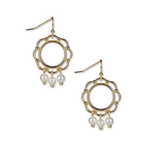Patricia Nash Gold-Tone Imitation Pearl Open Ring Drop Earrings
