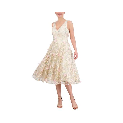 Eliza J Womens Textured Floral Midi Dress