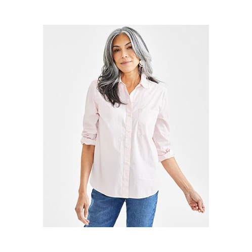 Style & Co Womens Cotton Button Up Shirt