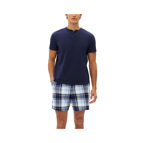 GAP Mens 2-Pc. Solid Henley & Plaid Pajama Shorts Set
