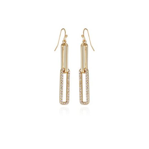 Vince Camuto Gold-Tone Glass Stone Linear Link Drop Earrings