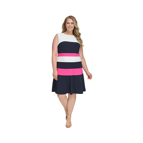 Tommy Hilfiger Plus Size Colorblocked Fit & Flare Dress