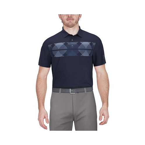 PGA TOUR Mens Argyle Print Short Sleeve Golf Polo Shirt