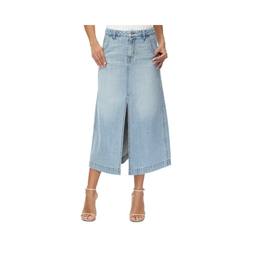 Frye Womens Front-Slit Seamed Denim Skirt